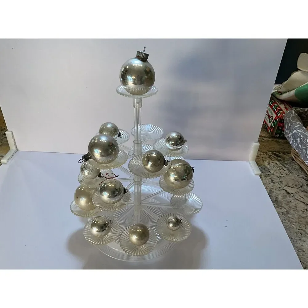 12 vintage silver Christmas balls; different sizes - Shiny Brite must see